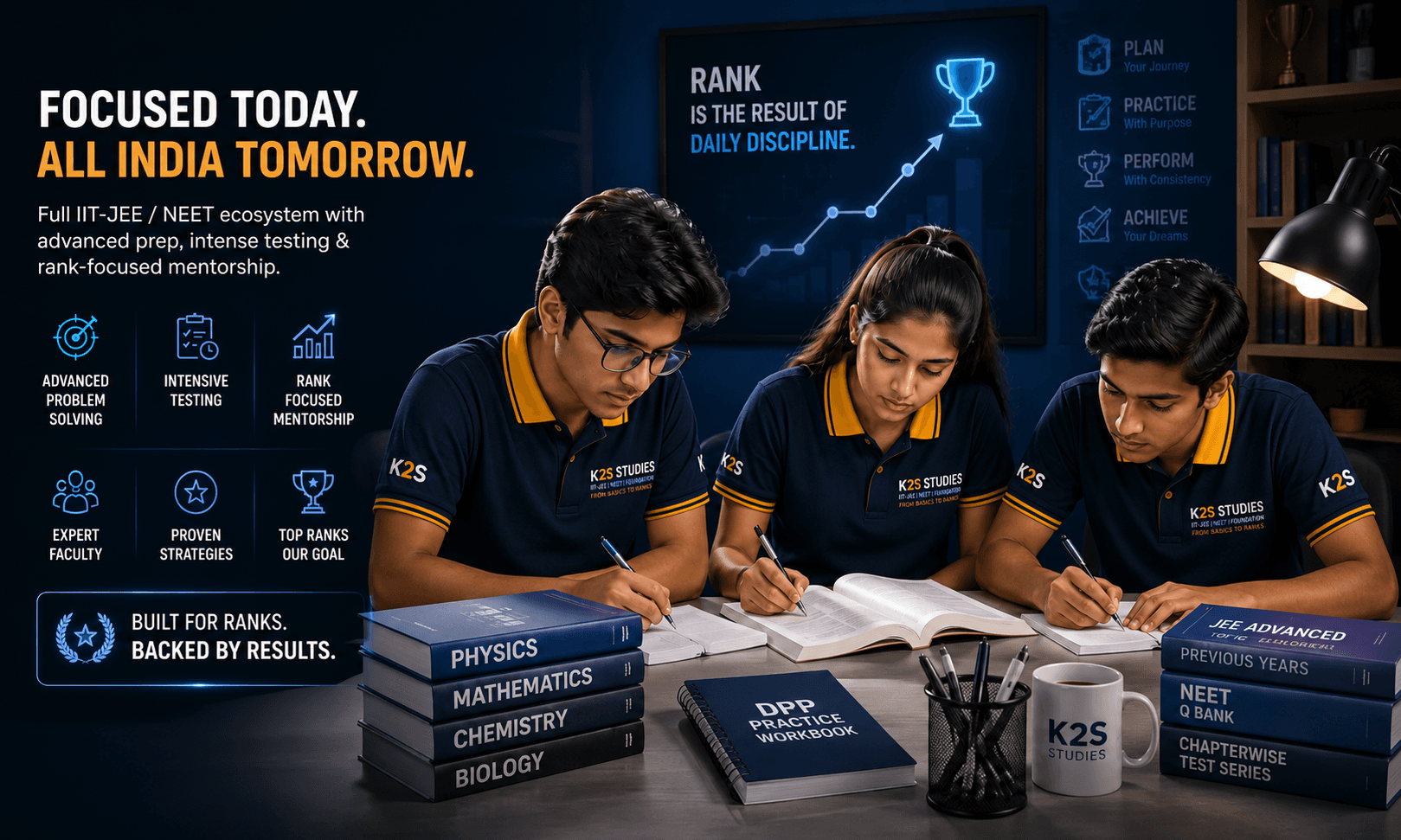 Rankers Program — IIT-JEE and NEET students with intensive testing and rank-focused mentorship at K2S Studies