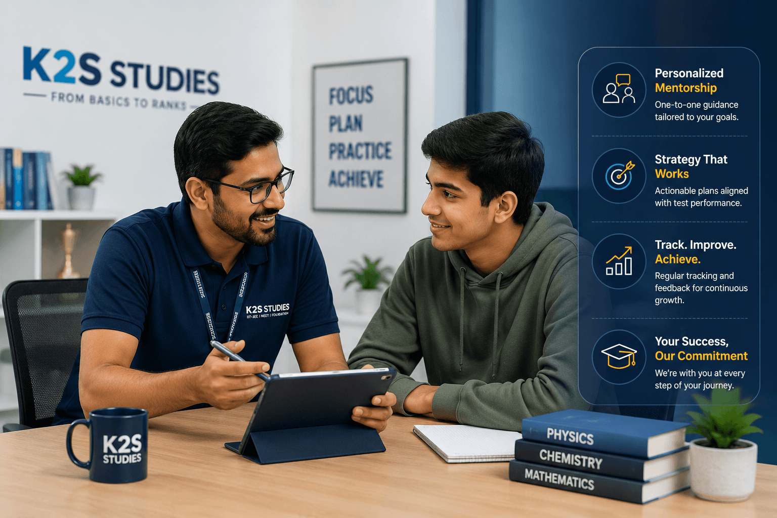 K2S mentor counselling a student — personalized mentorship and strategy